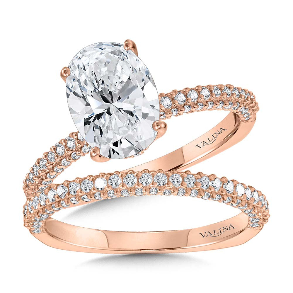 OVAL-CUT, THREE-ROW PAVE-ILLUSION & HIDDEN HALO DIAMOND ENGAGEMENT RING R2241P