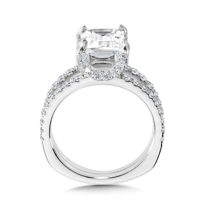 Valina Emerald-Cut Hidden Accents & Split Shank Diamond Engagement Ring R2242W