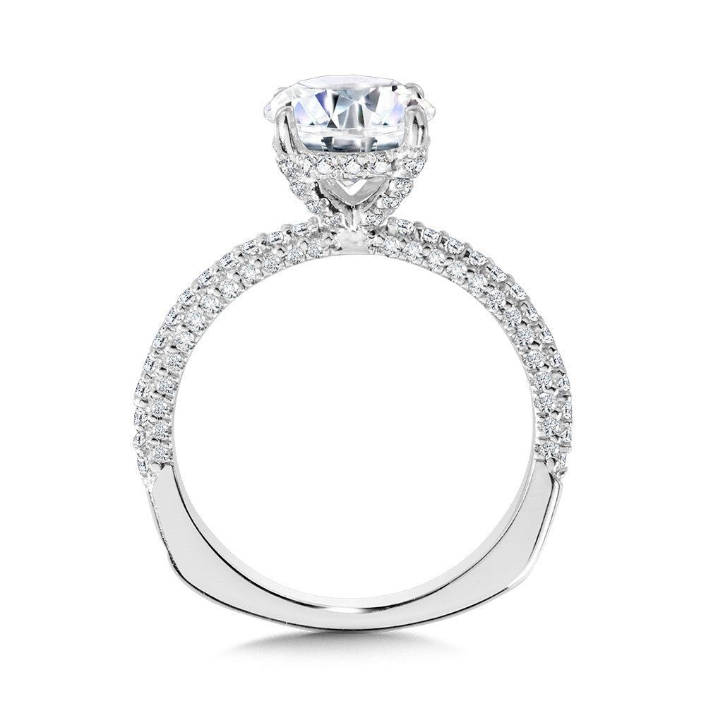 Valina Three-Row Pave-Illusion & Hidden Halo Diamond Engagement Ring R2244W