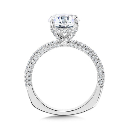 Valina Three-Row Pave-Illusion & Hidden Halo Diamond Engagement Ring R2244W