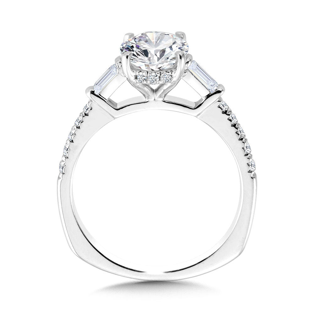 Valina Oval-Cut Baguette Accented & Hidden Halo Diamond Engagement Ring R2245W