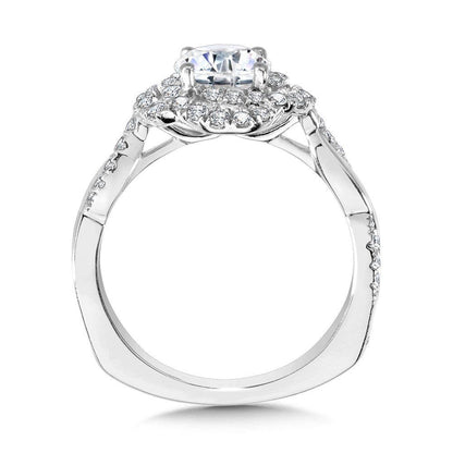 Valina Crisscross Shank & Spiral Halo Diamond Engagement Ring R2248W