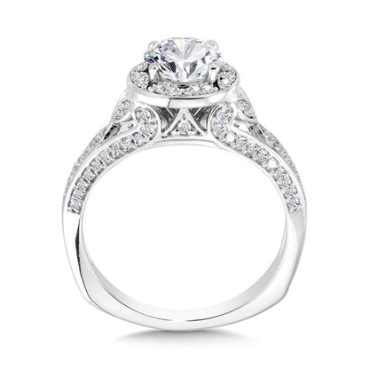 Valina Tapered Architectural Diamond Halo Engagement Ring R2250W