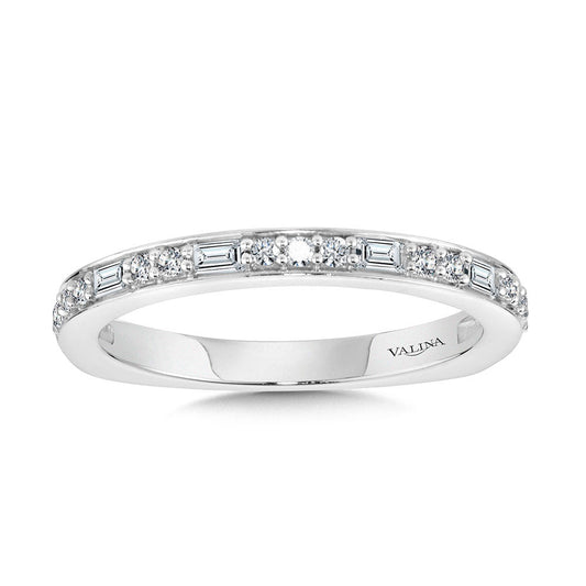 Valina Baguette-Accented Straight Diamond Wedding Band R2251BW