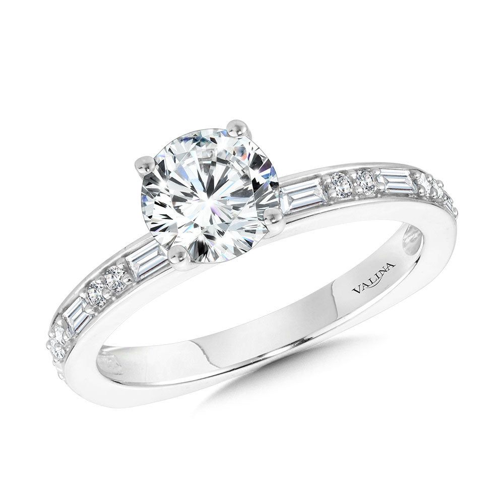 Valina Baguette-Accented Hidden Halo Diamond Engagement Ring R2251W