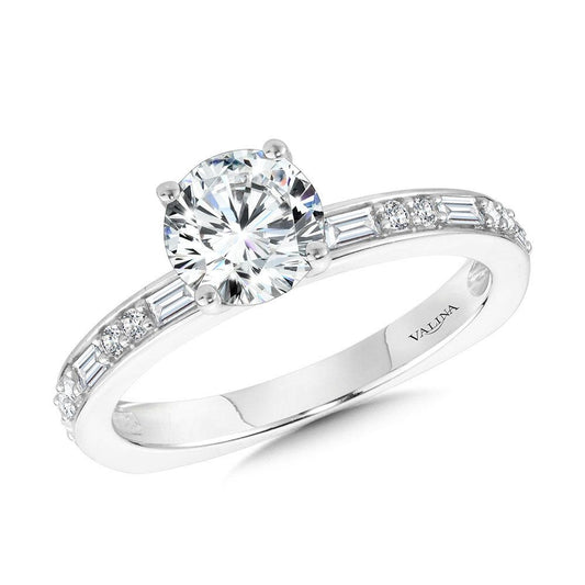 Valina Baguette-Accented Hidden Halo Diamond Engagement Ring R2251W