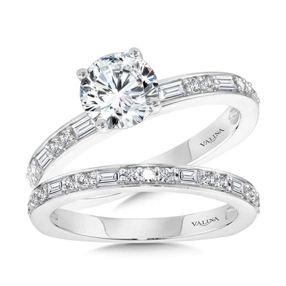 Valina Baguette-Accented Hidden Halo Diamond Engagement Ring R2251W