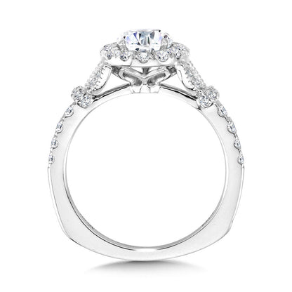 Valina Tapered & Milgrain-Beaded Round Diamond Halo Engagement Ring R2252W