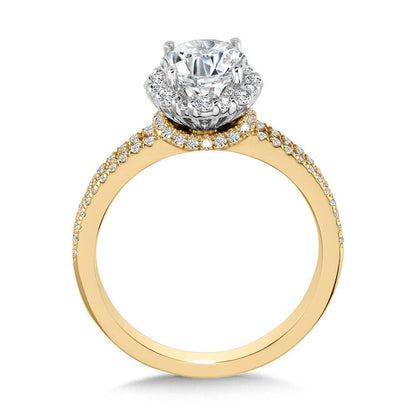 Valina Split Shank & Blooming Halo Diamond Cape Engagement Ring R2254YW-SR