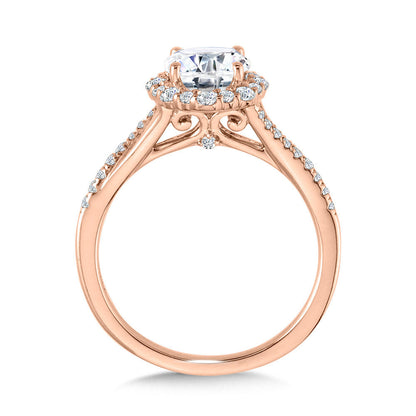 SPLIT SHANK BLOOMING HALO DIAMOND ENGAGEMENT RING. R2255P-SR