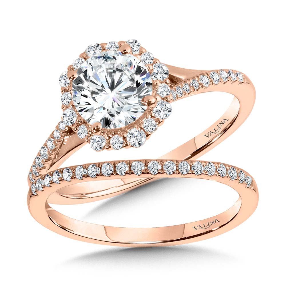 Valina Split Shank Blooming Halo Diamond Engagement Ring R2255P-SR
