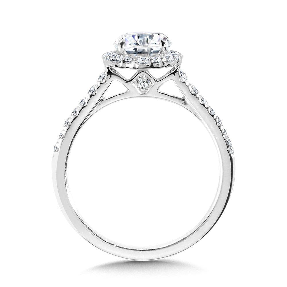 Valina Straight Blooming Halo Diamond Engagement Ring R2258W-SR