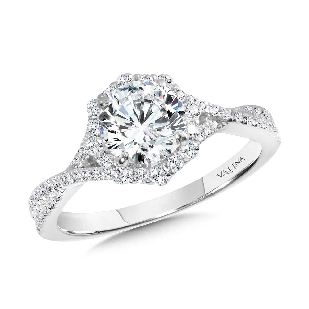 Valina Blooming Halo & Crisscross Diamond Engagement Ring R2259W-SR