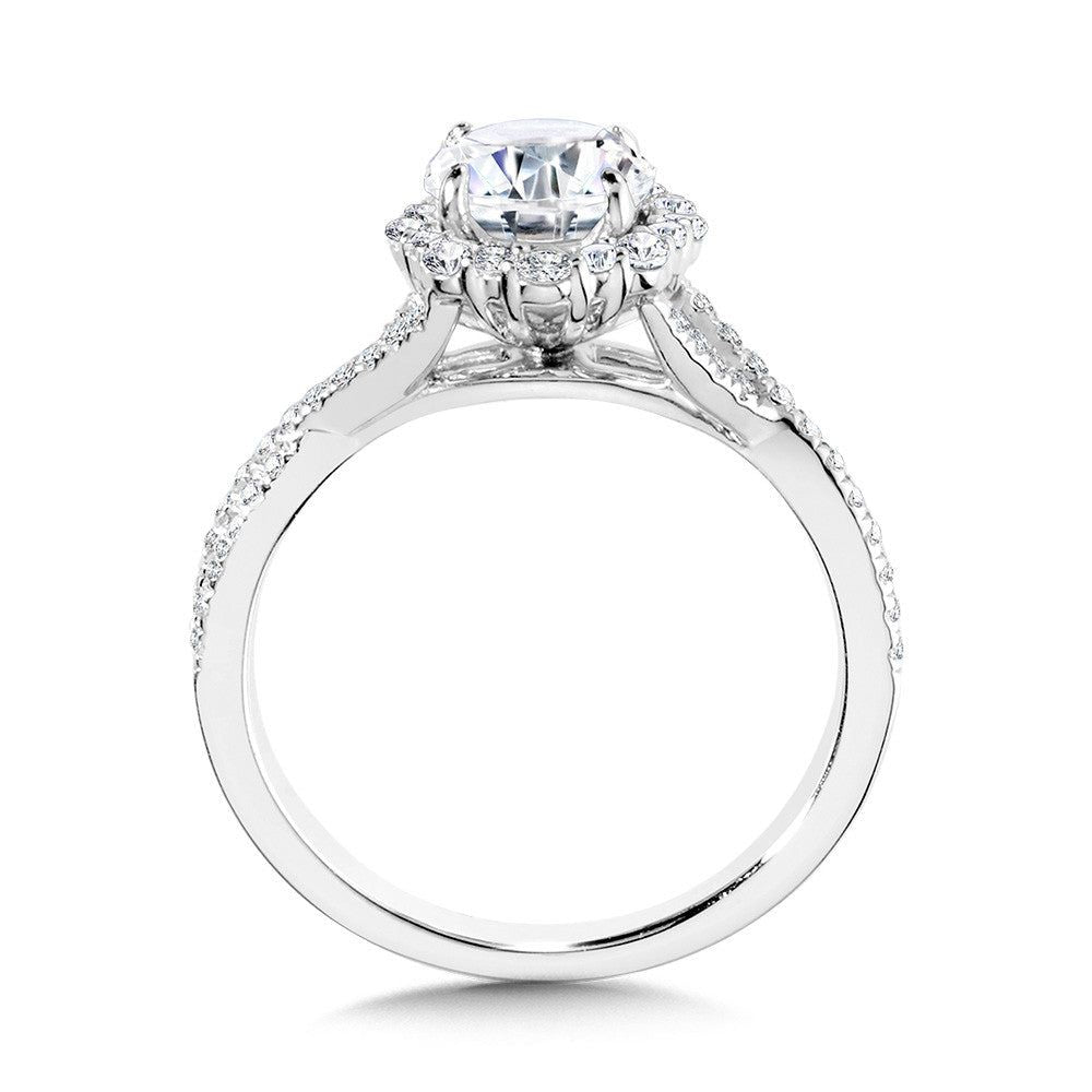 Valina Blooming Halo & Crisscross Diamond Engagement Ring R2259W-SR