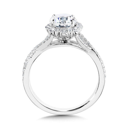 Valina Blooming Halo & Crisscross Diamond Engagement Ring R2259W-SR