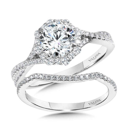 Valina Blooming Halo & Crisscross Diamond Engagement Ring R2259W-SR