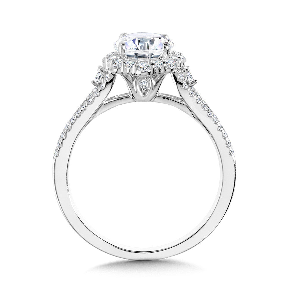 BLOOMING HALO & SPLIT SHANK DIAMOND ENGAGEMENT RING R2260W-SR