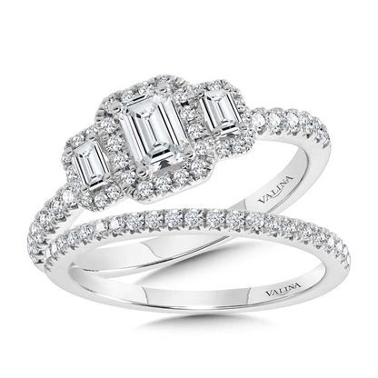 Valina Emerald-Cut Three-Stone Diamond Engagement Ring R2262W-SR