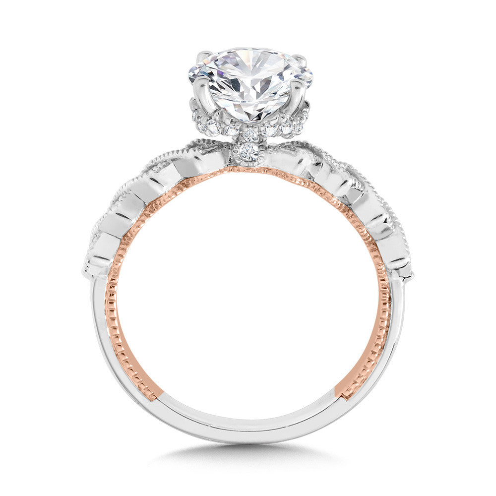 Valina Stackable Two-Tone & Milgrain-Beaded Diamond Collar Engagement Ring R2264WP-SR