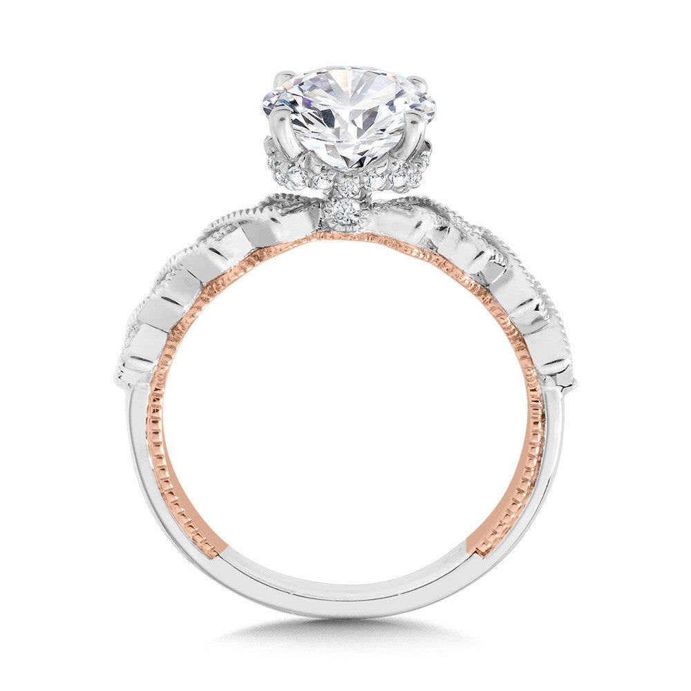 Valina Stackable Two-Tone & Milgrain-Beaded Diamond Collar Engagement Ring R2264WP-SR