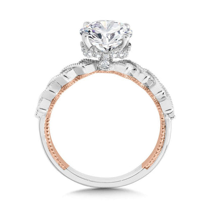 Valina Stackable Two-Tone & Milgrain-Beaded Diamond Collar Engagement Ring R2264WP-SR