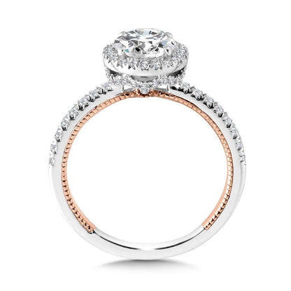 Valina Two-Tone & Milgrain-Beaded Hidden Halo, Diamond Halo Engagement Ring R2265WP-SR