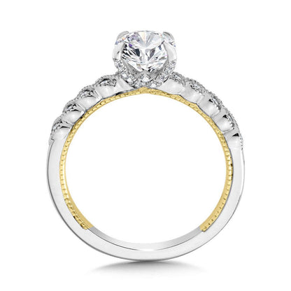 Valina Stackable Two-Tone & Milgrain-Beaded Hidden Accents Diamond Engagement Ring R2266WY-SR