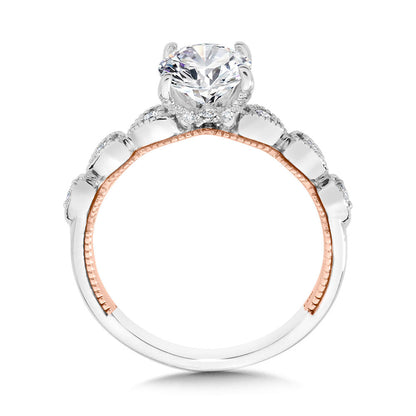 Valina Stackable Two-Tone & Milgrain-Beaded Hidden Accents Diamond Engagement Ring R2267WP-SR