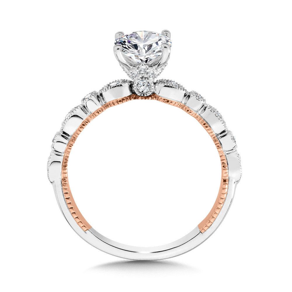 Valina Stackable Oval-Cut Two-Tone & Milgrain-Beaded Hidden Accents Diamond Engagement Ring R2269WP-SR