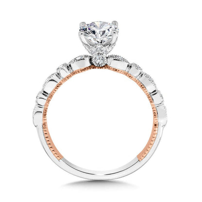 Valina Stackable Oval-Cut Two-Tone & Milgrain-Beaded Hidden Accents Diamond Engagement Ring R2269WP-SR