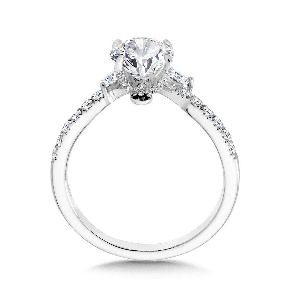 Valina Marquise-Accented & Diamond-Prong Chevron Engagement Ring R2271W-SR