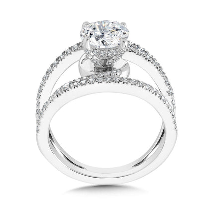 Valina Dramatic Split Shank & Hidden Halo Diamond Engagement Ring R2274W-SR