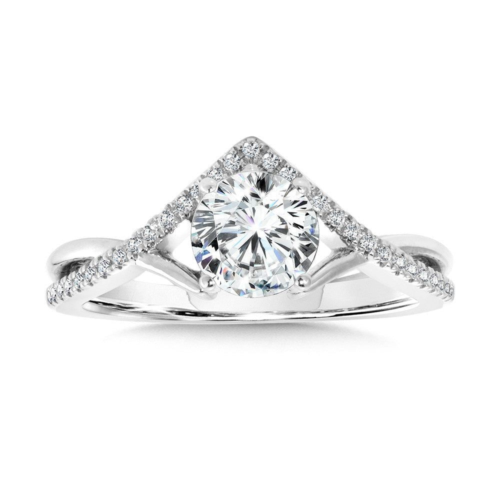 Valina Hidden Halo & Crisscross Chevron Diamond Engagement Ring R2277W-SR