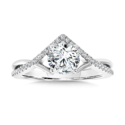 Valina Hidden Halo & Crisscross Chevron Diamond Engagement Ring R2277W-SR
