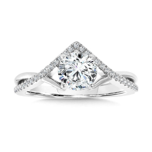 Hidden Halo & Crisscross Chevron Diamond Engagement Ring R2277W-SR