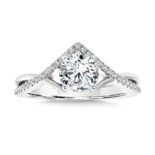 Valina Hidden Halo & Crisscross Chevron Diamond Engagement Ring R2277W-SR