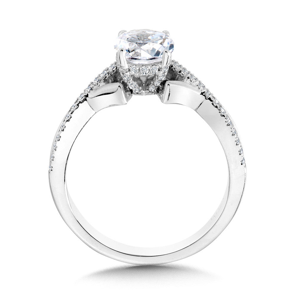 Valina Hidden Halo & Crisscross Chevron Diamond Engagement Ring R2277W-SR