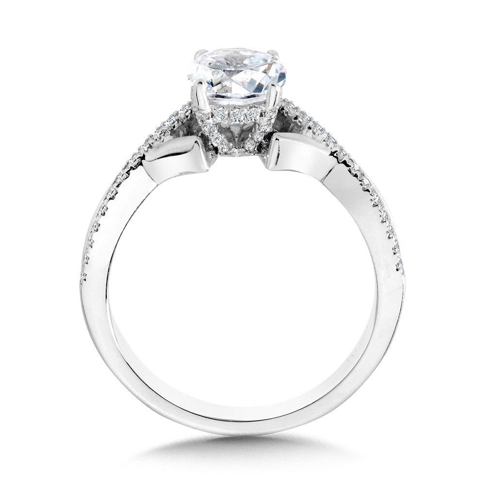 Valina Hidden Halo & Crisscross Chevron Diamond Engagement Ring R2277W-SR