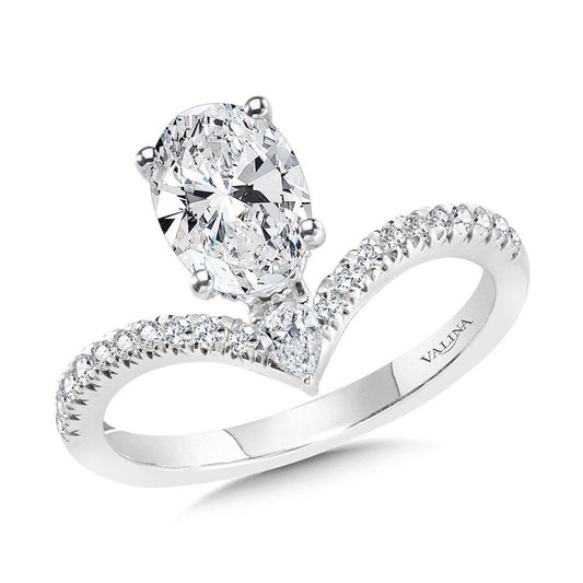 Valina Oval-Cut Chevron-Shaped Hidden Halo Diamond Engagement Ring R2278W-SR