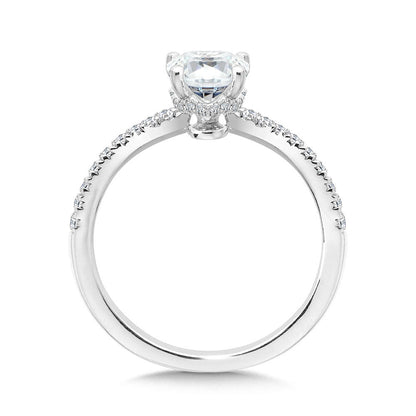 Valina Oval-Cut Chevron-Shaped Hidden Halo Diamond Engagement Ring R2278W-SR