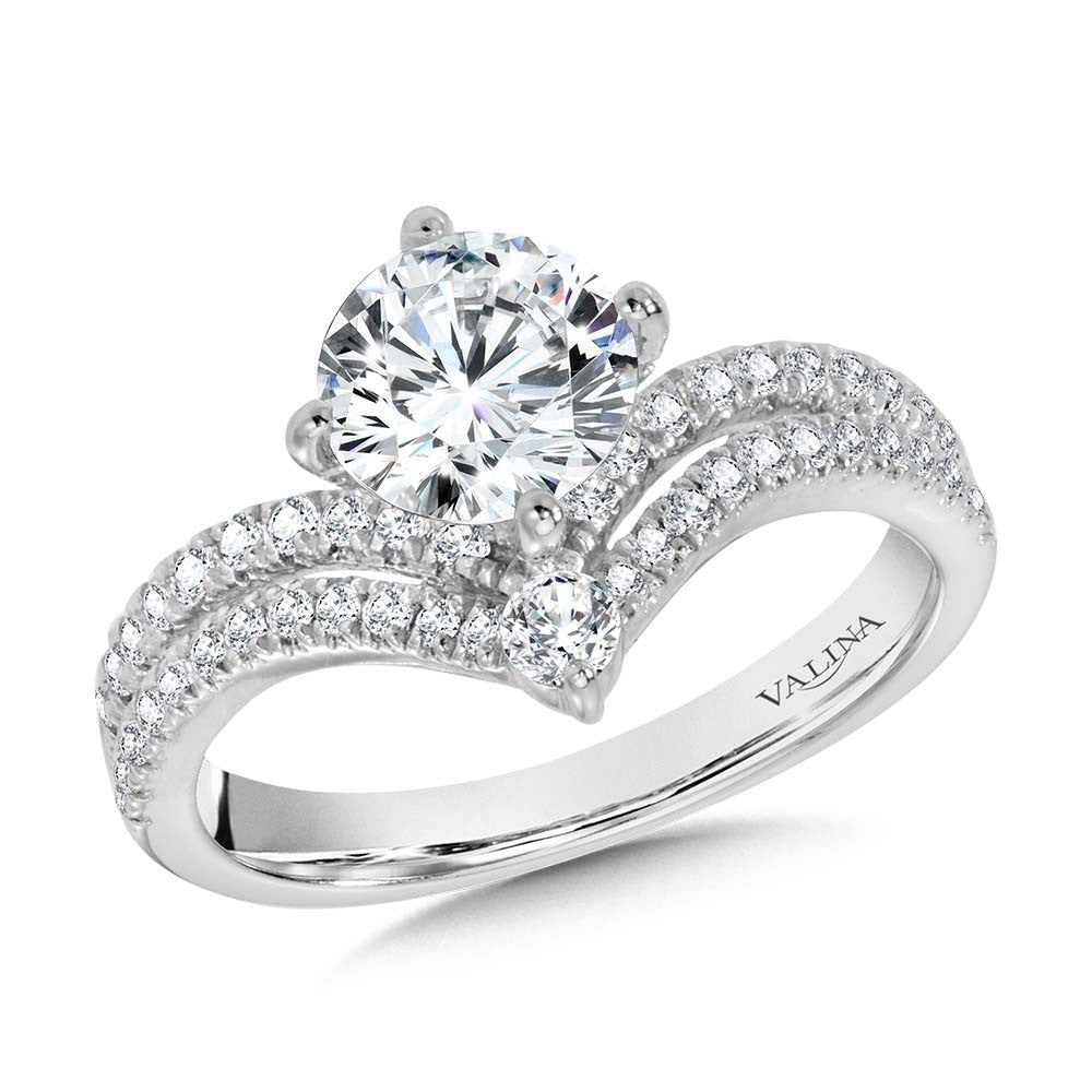 Valina Split Shank & Chevron-Shaped Hidden Halo Diamond Engagement Ring R2279W-SR