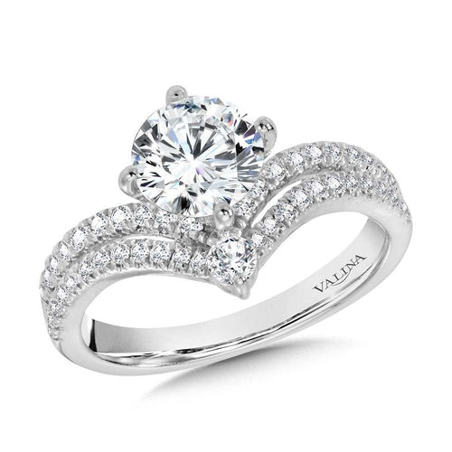 Split Shank & Chevron-Shaped Hidden Halo Diamond Engagement Ring R2279W-SR