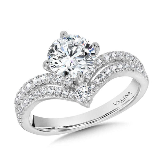 Valina Split Shank & Chevron-Shaped Hidden Halo Diamond Engagement Ring R2279W-SR