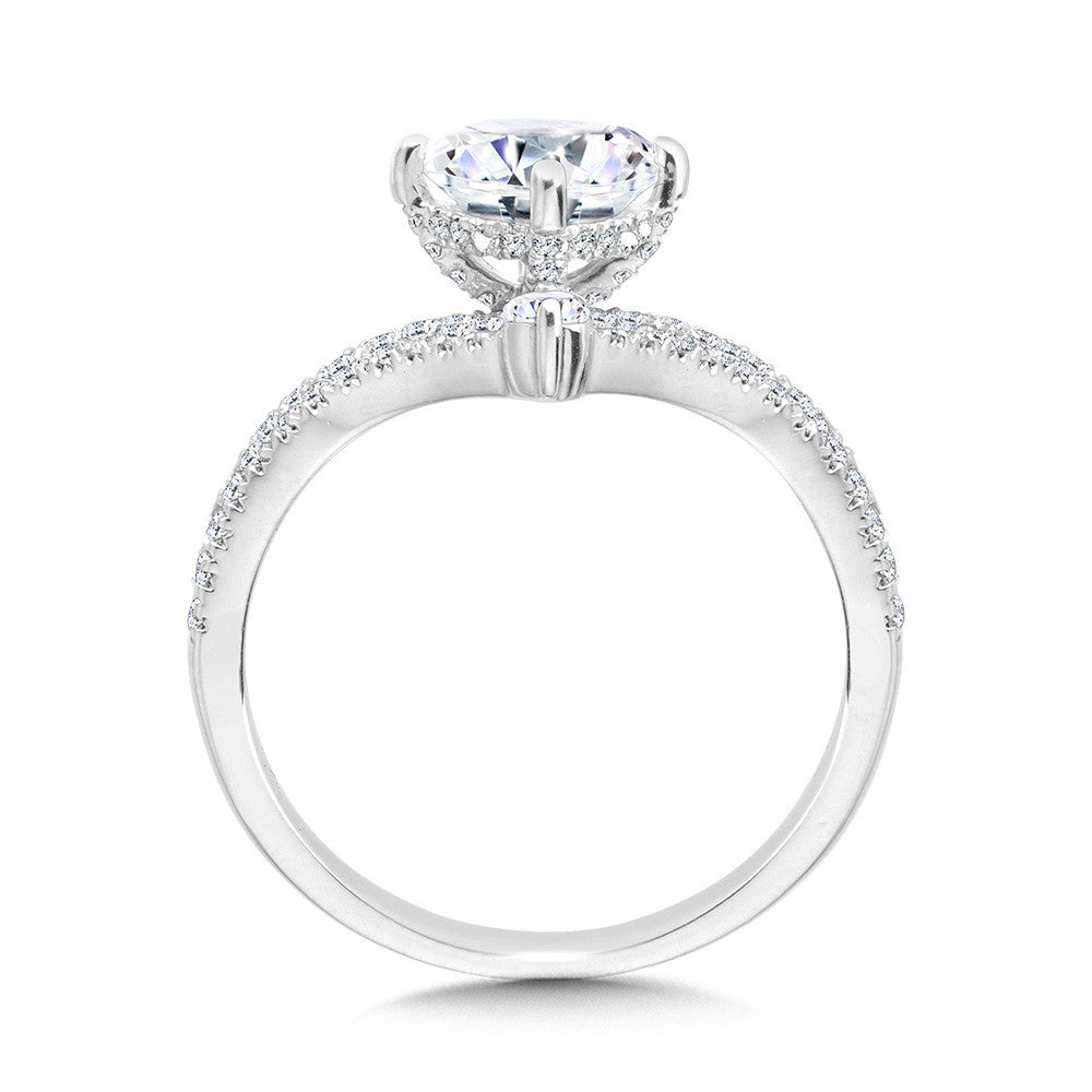 Valina Split Shank & Chevron-Shaped Hidden Halo Diamond Engagement Ring R2279W-SR