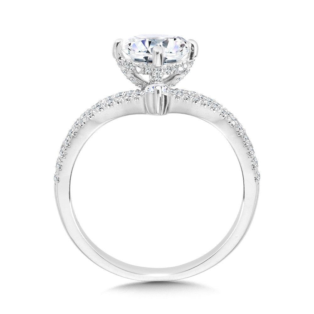Valina Split Shank & Chevron-Shaped Hidden Halo Diamond Engagement Ring R2279W-SR