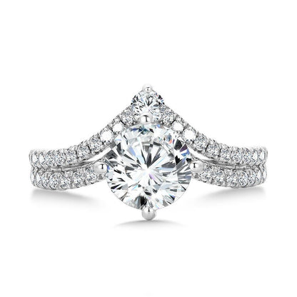 Valina Split Shank & Chevron-Shaped Hidden Halo Diamond Engagement Ring R2279W-SR