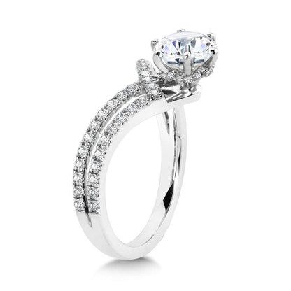 Valina Six-Prong Chevron-Shaped & Split Shank Hidden Accents Diamond Engagement Ring R2280W-SR