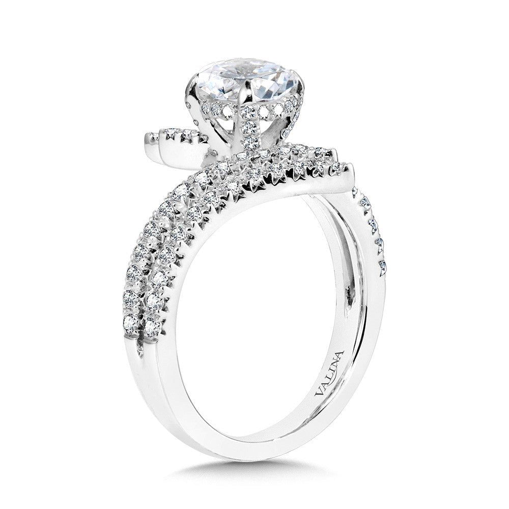 Valina Dramatic Oval-Cut, Split Shank, Bypass, & Hidden Halo Diamond Engagement Ring R2281W-SR