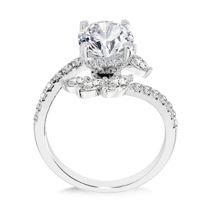 Valina Marquise-Accented Dramatic Bypass & Hidden Halo Diamond Engagement Ring R2282W-SR