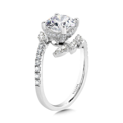 Valina Marquise-Accented Dramatic Bypass & Hidden Halo Diamond Engagement Ring R2282W-SR